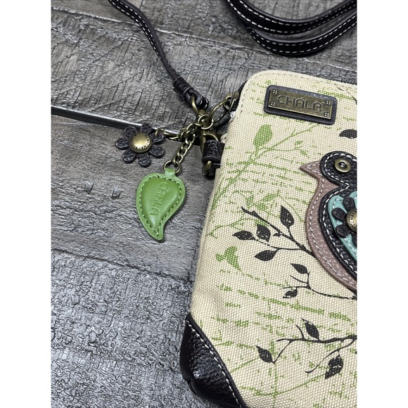 CHALA Crossbody CANVAS Bag BIRD BOTANICAL POCKET VEGAN Boho - Picture 3 of 7
